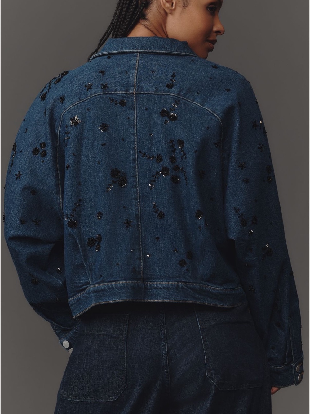 Anthropologie Pilcro Dolman Sleeve Beaded and Sequin Denim Jacket S - Picture 2 of 9